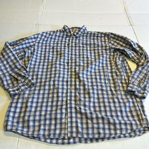 LL Bean XL Tall button down plaid long sleeve shirt 2 front pockets 100% cotton